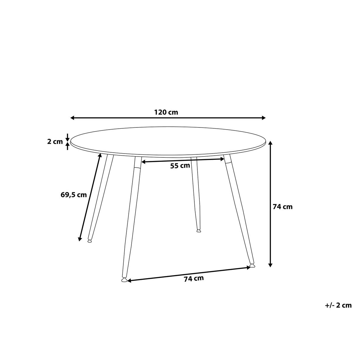 ESSTISCH 120/120/74 cm Schwarz, Hellbraun Rund Bovio - Schwarz, Holzwerkstoff (120/120/74cm) - Beliani