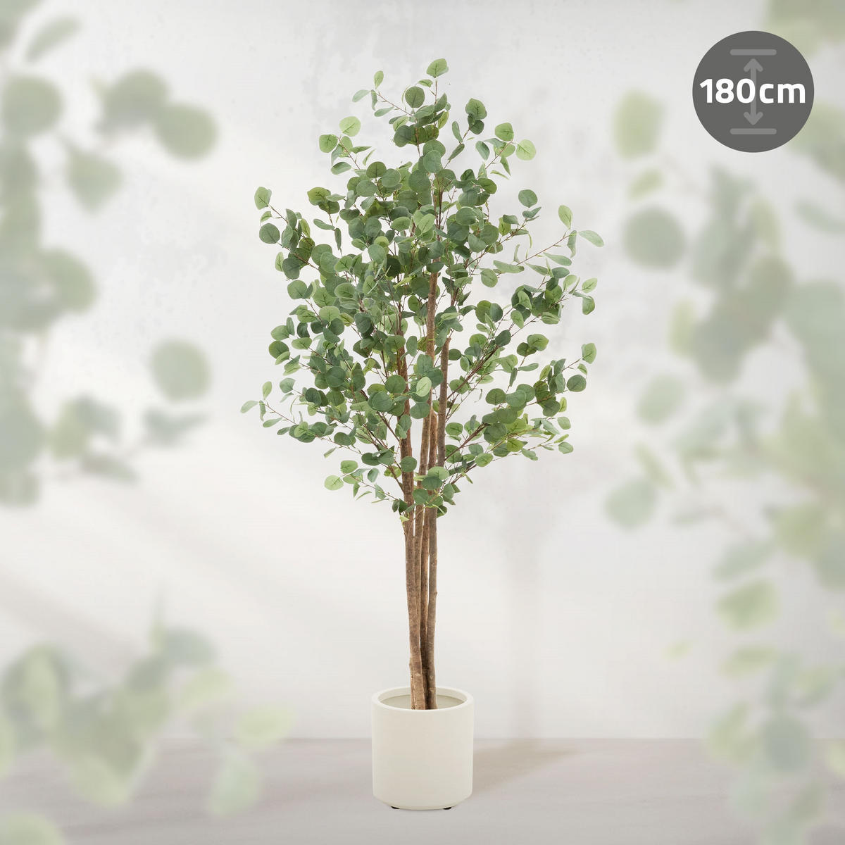 KUNSTPFLANZE Eukalyptus - Anthrazit/Grün, Holz/Kunststoff (180cm) - ML-DESIGN