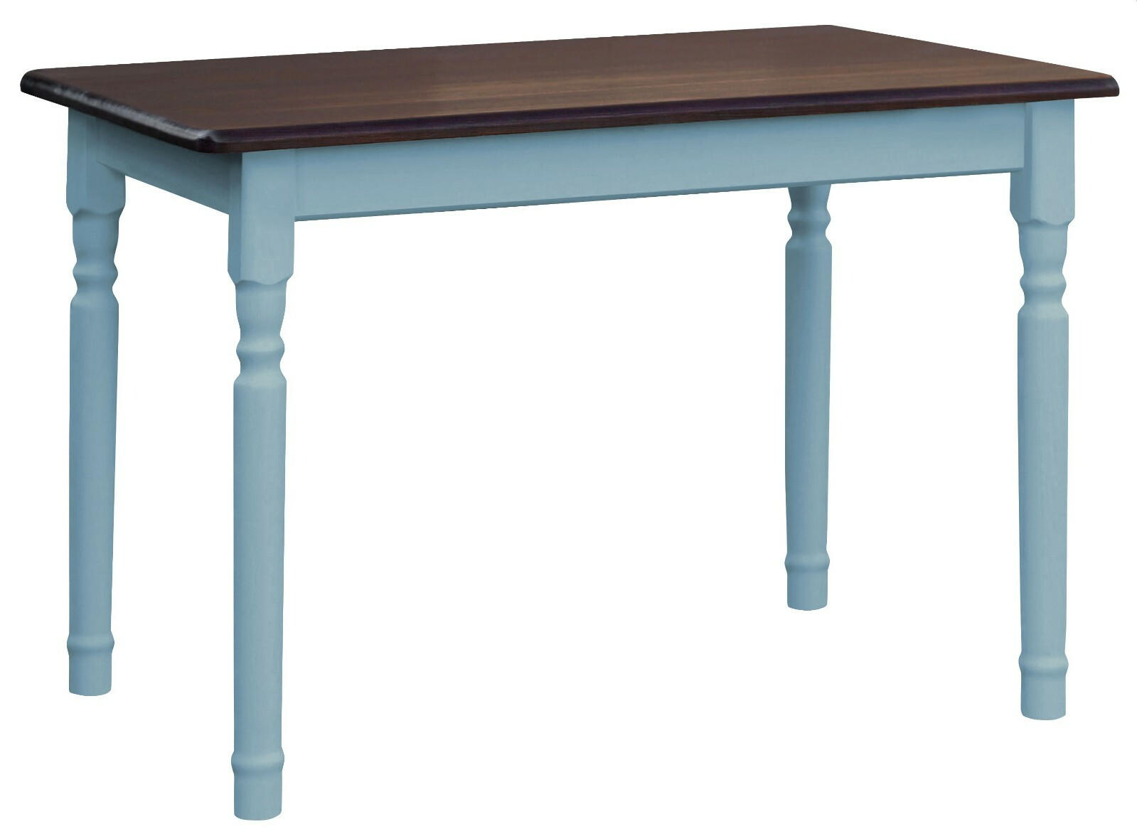 KOMA Esstisch KM851560 aus massivem Kiefernholz, 90 × 50 cm, Blau / Nussbaum gebeizt - Blau, Holz (50/75/90cm) - Koma