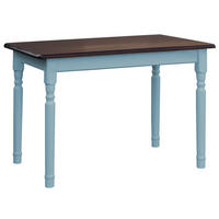 KOMA Esstisch KM851560 aus massivem Kiefernholz, 90 × 50 cm, Blau / Nussbaum gebeizt - Blau, Holz (50/75/90cm) - Koma