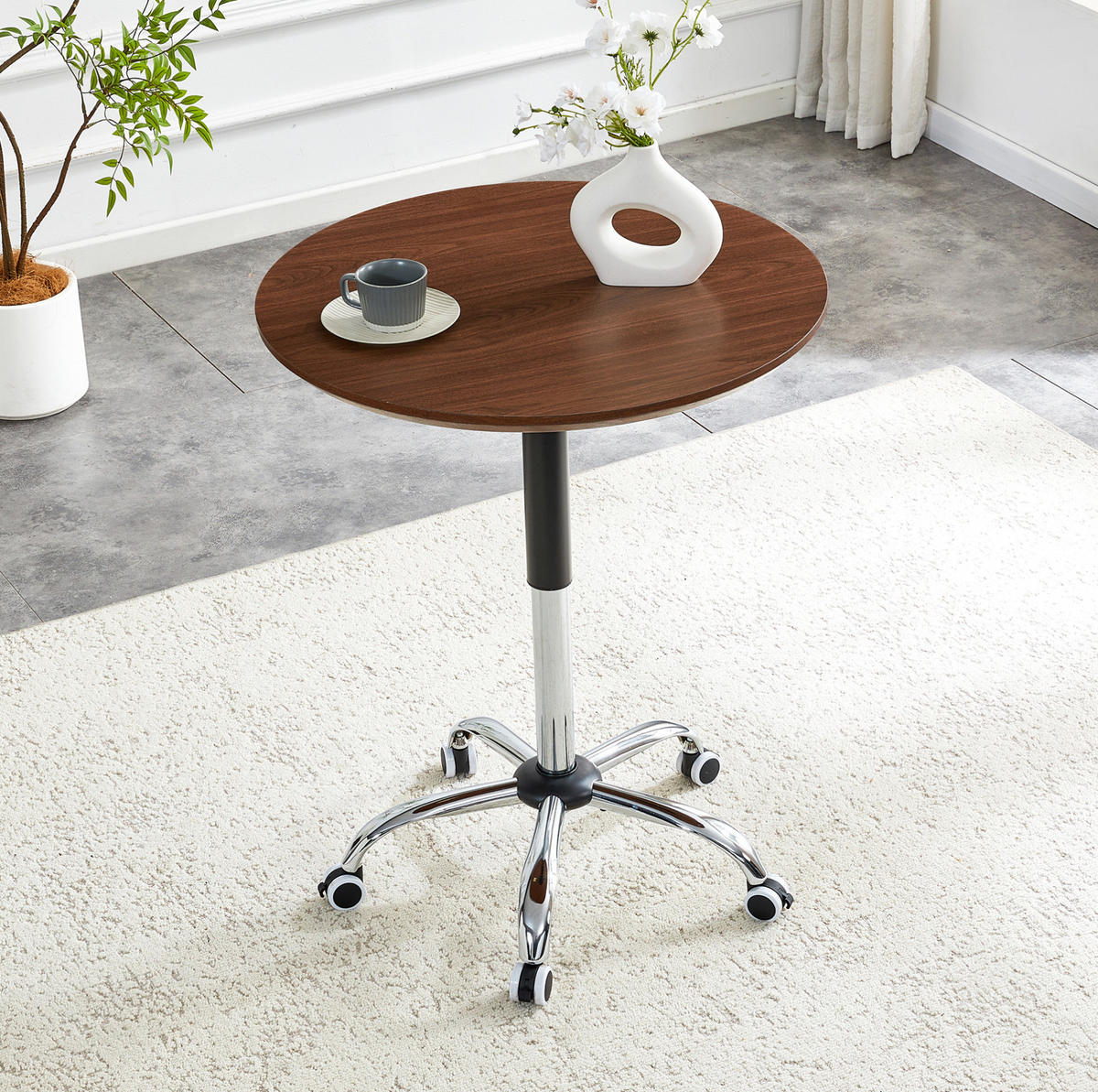 BEISTELLTISCH 70/70/73,5-98,5 cm Nussbaumfarben aus MDF und Metall höhenverstellbar - Walnussfarben, Holzwerkstoff (70/70/73.5cm) - OKMYHOME