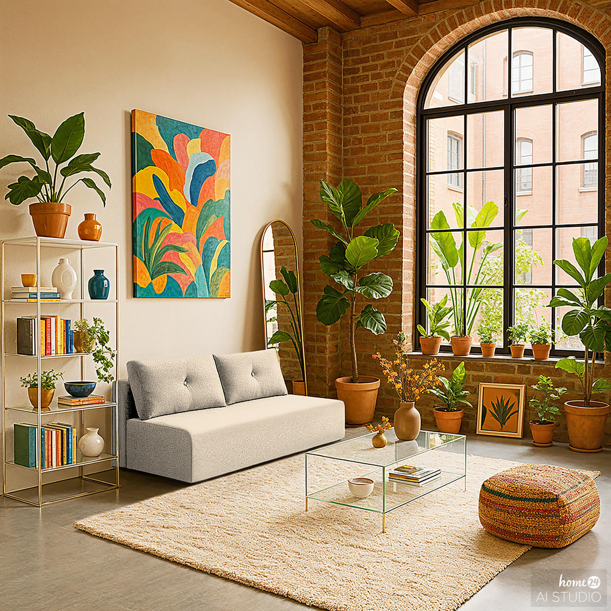 SCHLAFSOFA - Webstoff - Beige/Braun, Holz/Textil (200/86/102cm) - home24