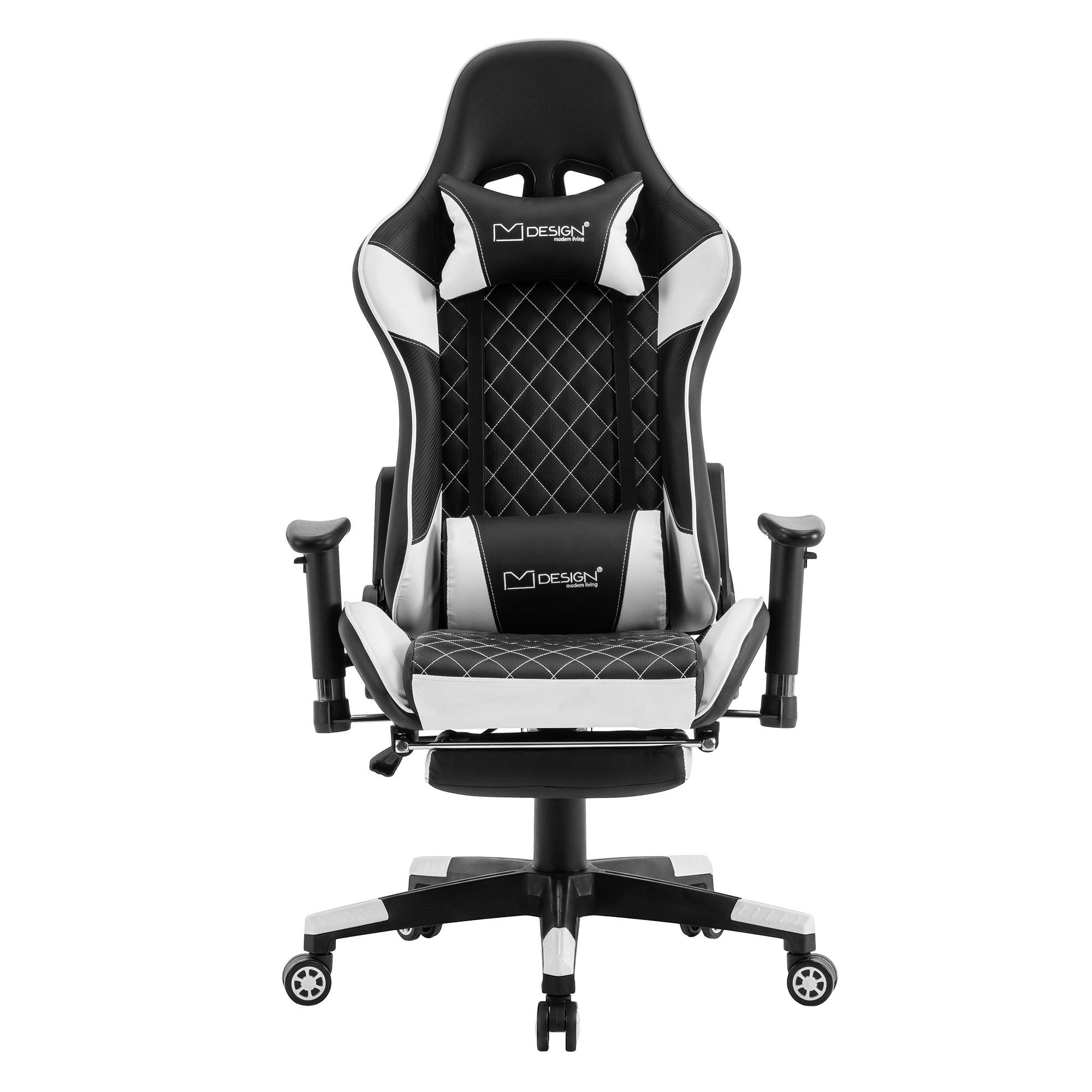 GAMING-STUHL Schwarz-Weiss - Weiß, Metall (68/135/73cm) - ML-DESIGN