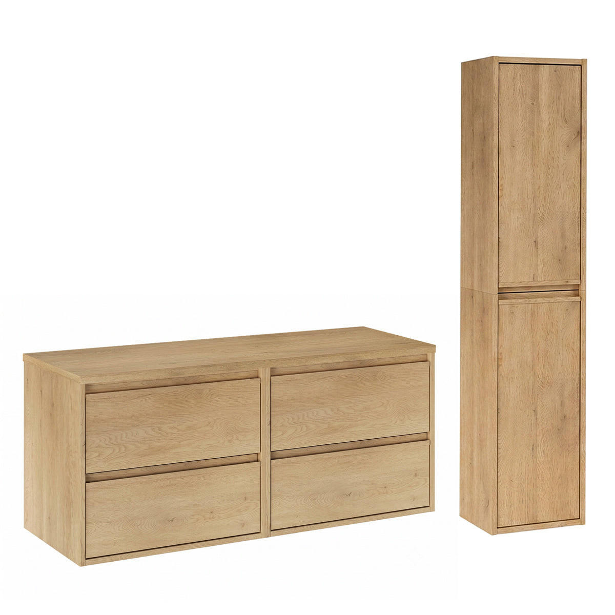 WASCHTISCHUNTERSCHRANK 120cm Edmé 2er-Set Holz - Braun, Holzwerkstoff (120/52.2/46cm) - Petits-meubles