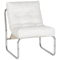 CLUBSESSEL mit Chromkufen im Retro-Stil, modular verbindbar, Weiß 73x60x76 cm - Silberfarben/Weiß, Textil/Metall (60/76/71cm) - KADIMA DESIGN