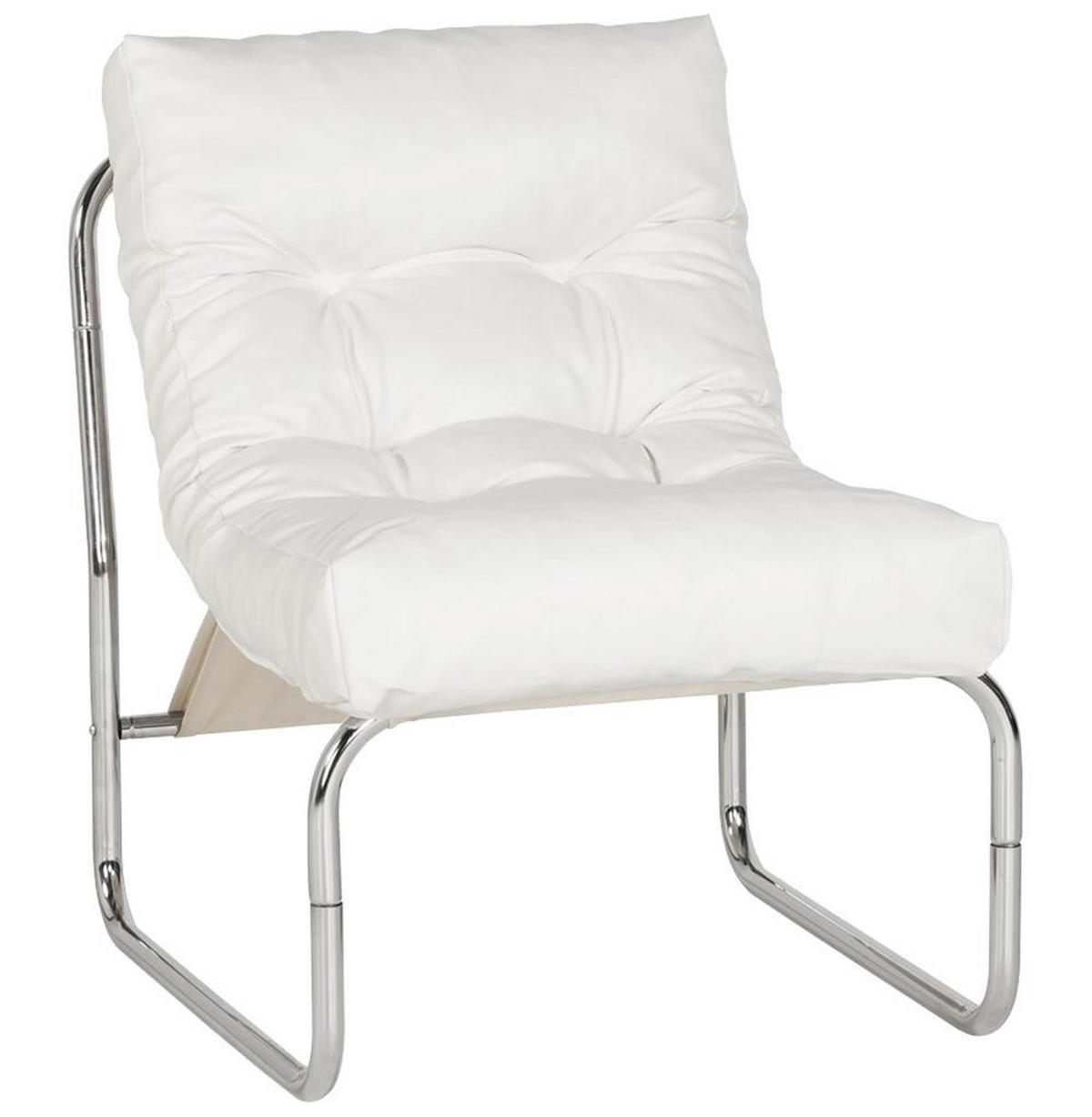 CLUBSESSEL mit Chromkufen im Retro-Stil, modular verbindbar, Weiß 73x60x76 cm - Silberfarben/Weiß, Textil/Metall (60/76/71cm) - KADIMA DESIGN