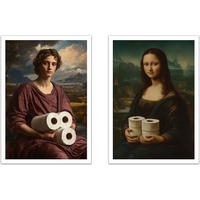 POSTER Set Mit 2 Mona Lisa Toilette A4 Weißer Rahmen - Weiß, Papier (29.7/5/21cm) - Nacnic