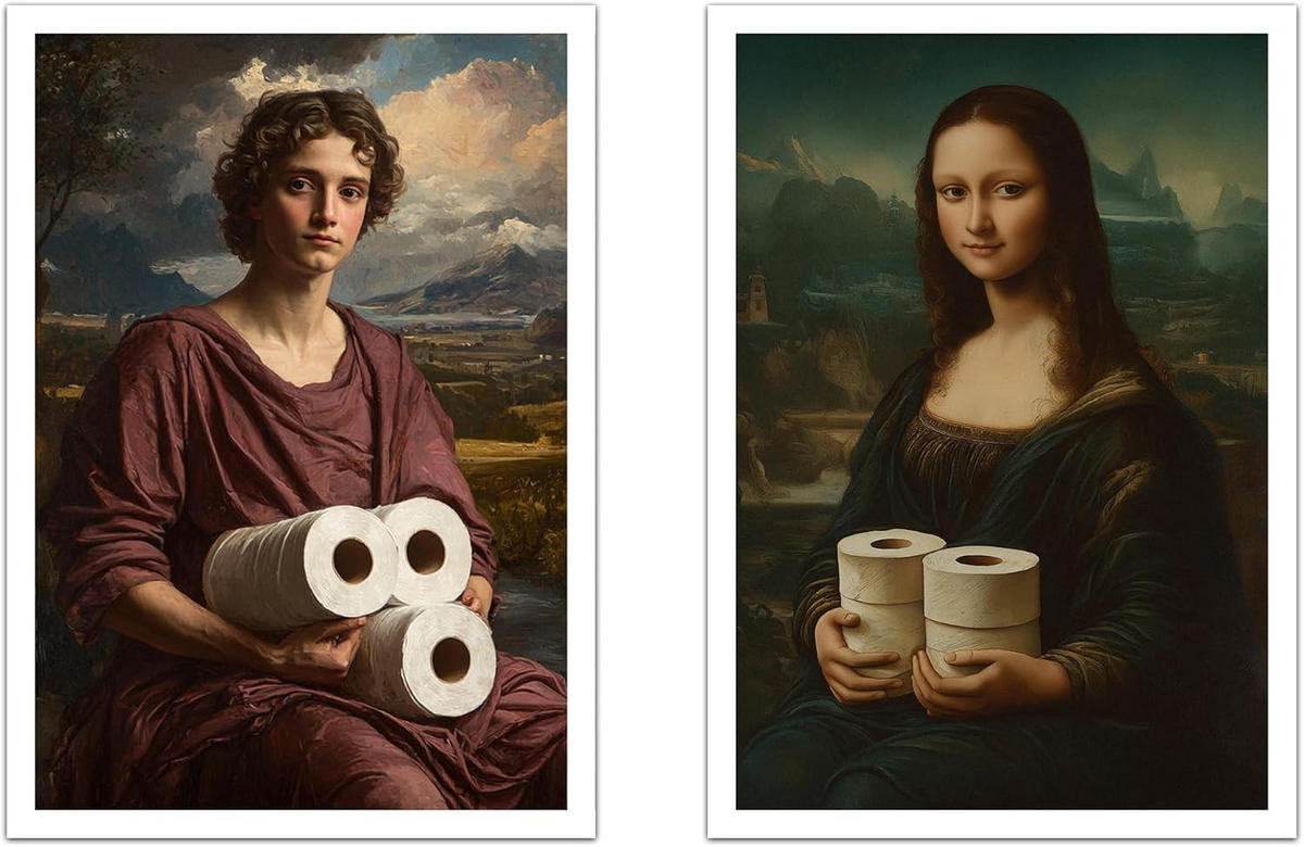 POSTER Set Mit 2 Mona Lisa Toilette A4 Weißer Rahmen - Weiß, Papier (29.7/5/21cm) - Nacnic