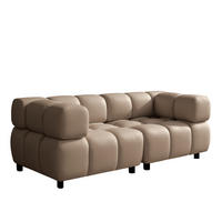 SOFA 3-Sitzer Modular, Couch, Veloursstoff Bluvel, Latte, Bolla - Hellbraun, Holz (192/71/96cm) - Kaiser Möbel