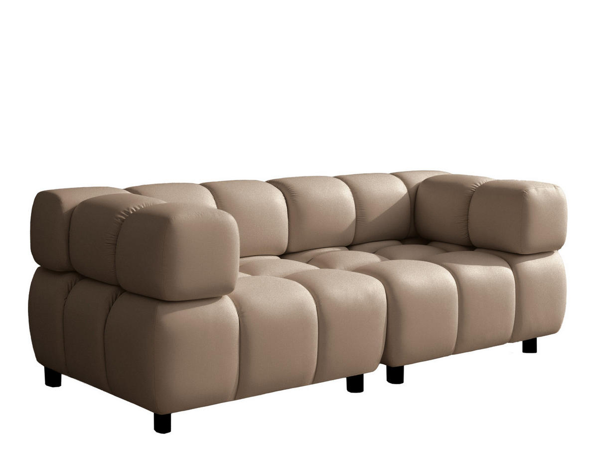 SOFA 3-Sitzer Modular, Couch, Veloursstoff Bluvel, Latte, Bolla - Hellbraun, Holz (192/71/96cm) - Kaiser Möbel