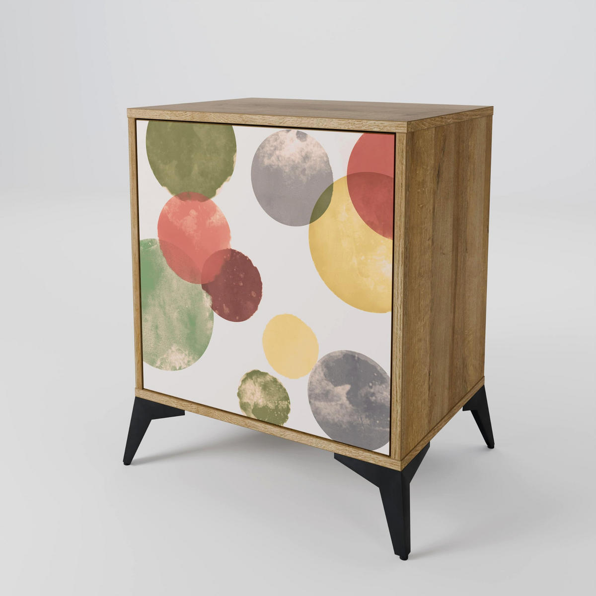 SIDEBOARD FLEETING HAPPINESS, Eichefarben, 57,5x42x75,5 cm, Goldfarbene Metallfüße - Eichefarben/Goldfarben, Holzwerkstoff/Metall (57.5/75.5/42cm) - SpaceRebels