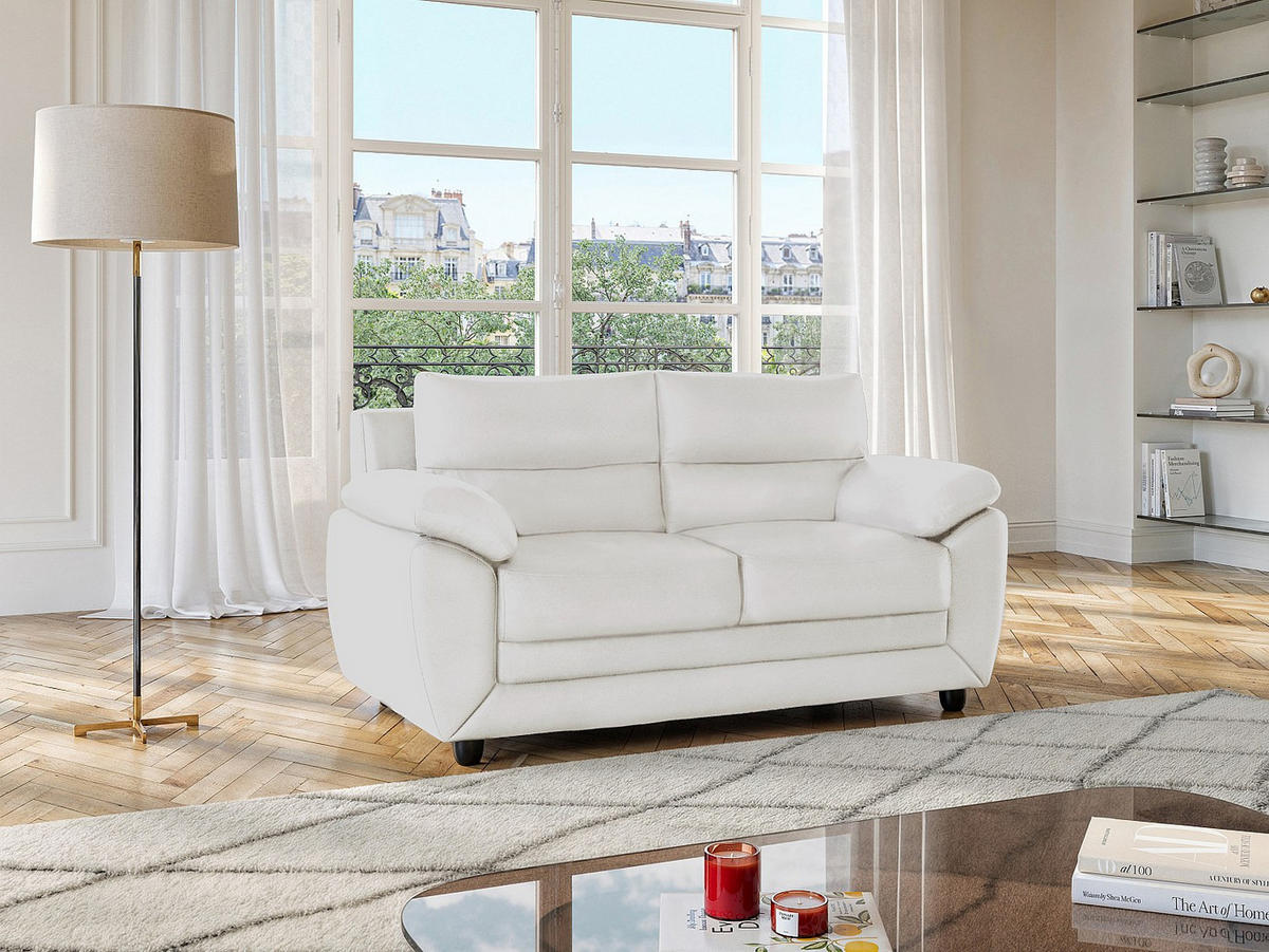 SOFA 2-Sitzer - Kunstleder - Weiß - MANOA - Weiß, Leder (163/88/82cm) - Vente-Unique