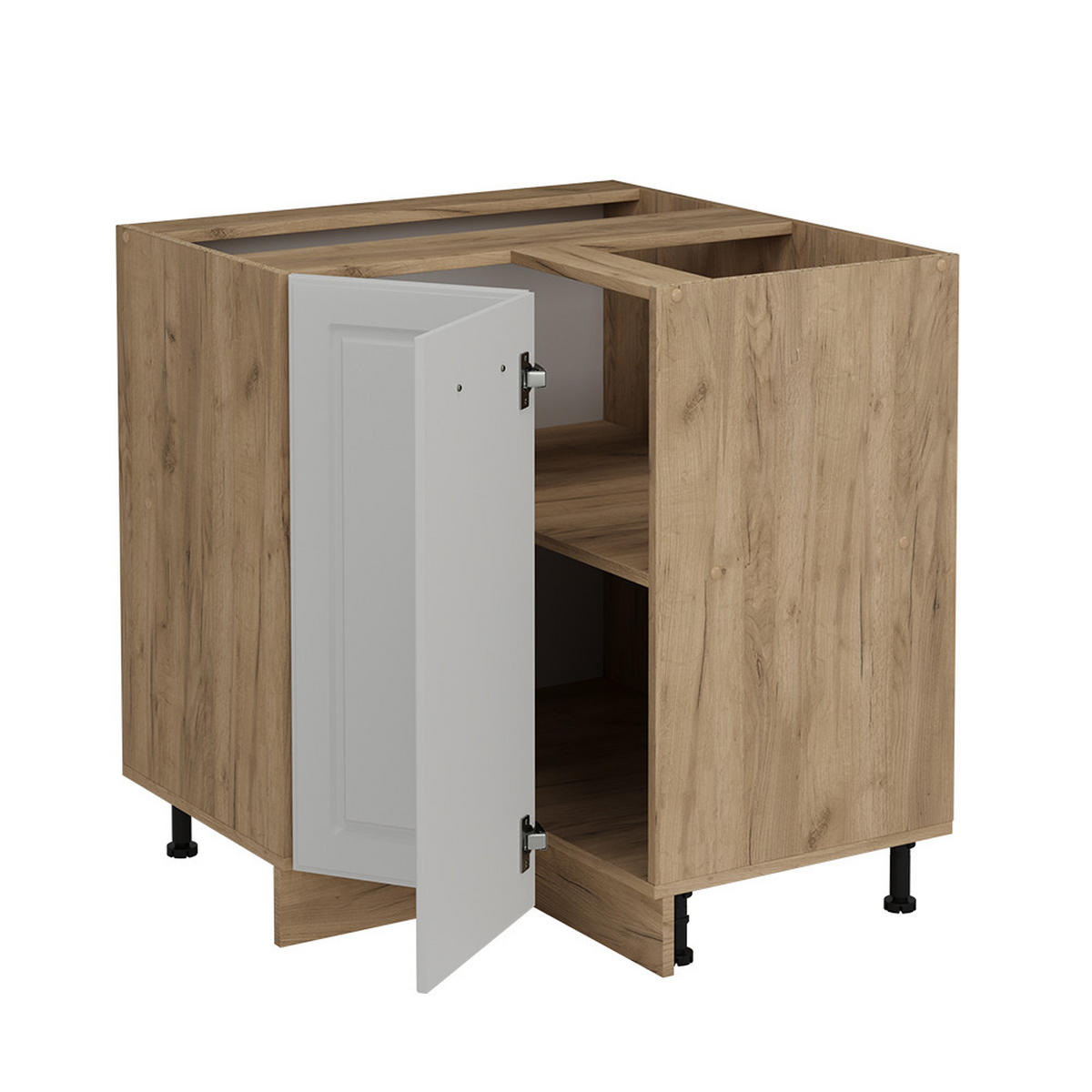 ECKUNTERSCHRANK R-Line Weiß Landhaus 75.6 cm , AP Anthrazit - Honigeiche/Eiche Wotan, Holzwerkstoff (75.6/81.6/60cm) - Vicco