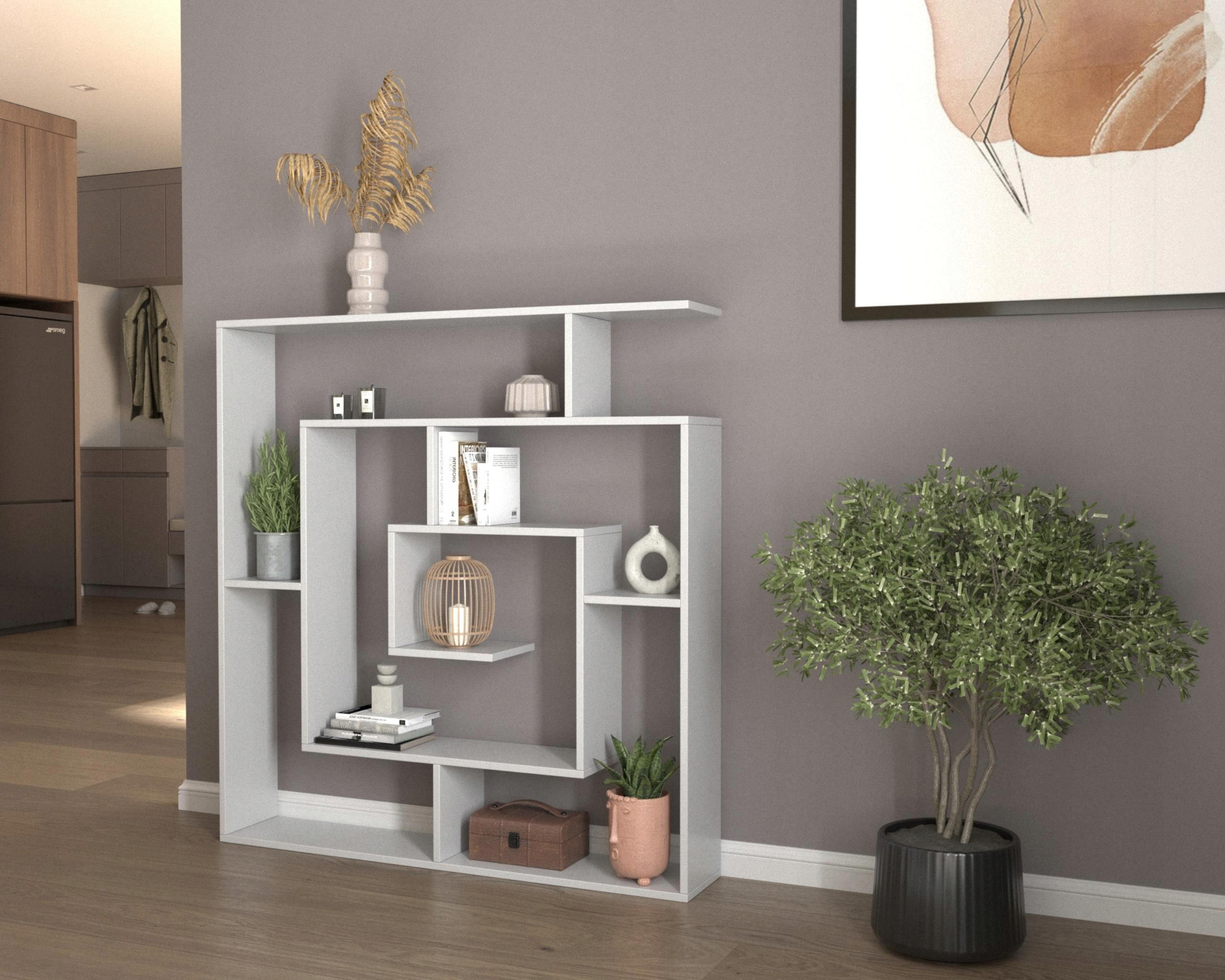 Thumbnail - Matkam Möbel Bücheregal, Weiß, Holzwerkstoff, 125x129x21 cm, Wohnzimmer, Regale, Bücherregale