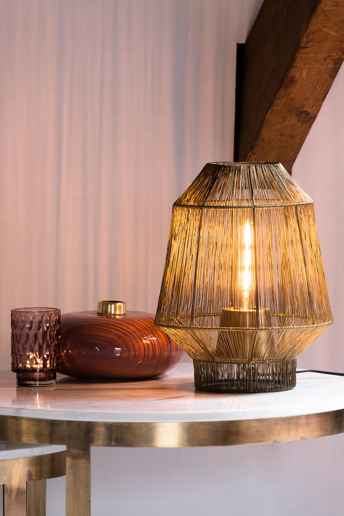 TISCHLAMPE Vitora Bronze Ø30/38 cm - Bronzefarben, Metall (30/30/38cm) - Light & Living