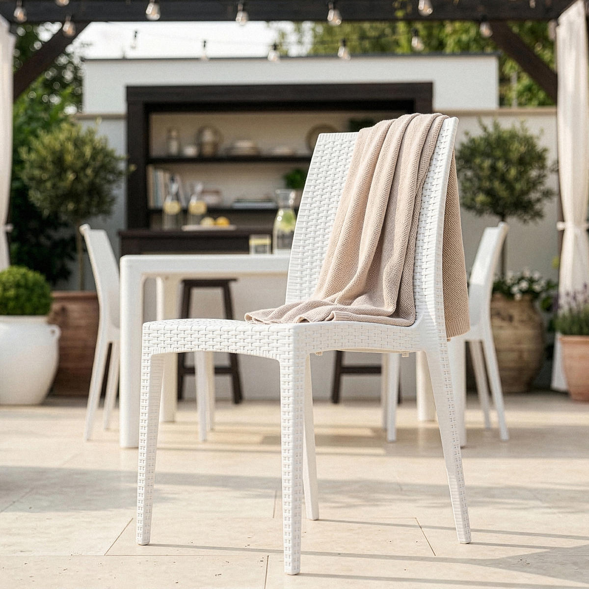 GARTENSTUHL ETULI 2-tlg, Weiß - Weiß, Kunststoff (48/88/50cm) - KONSIMO®