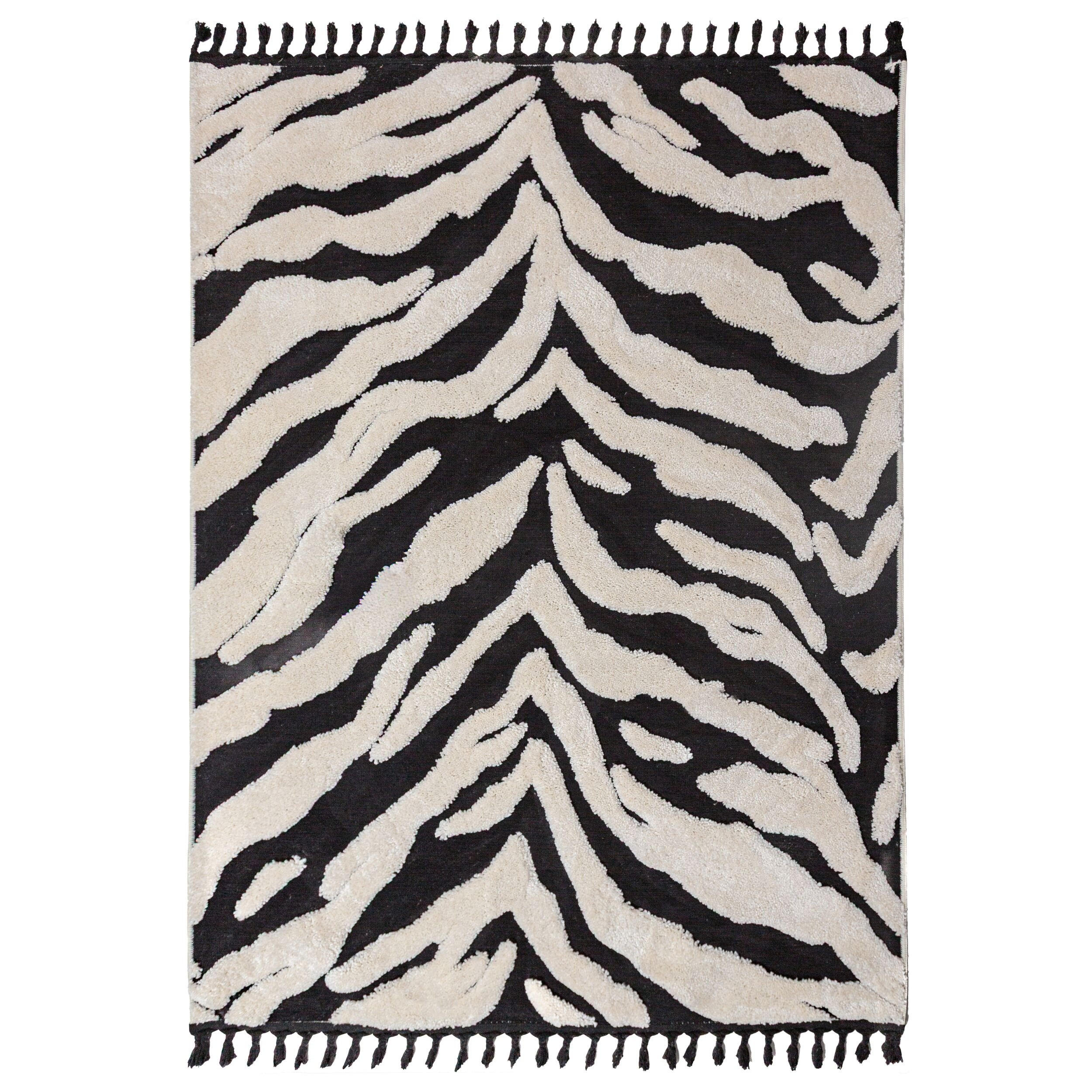 TEPPICH Hochflor mit Fransen MARA in Beige, mit Tier-Motiv, 160 x 230 cm - Beige, Textil (230/160cm) - KADIMA DESIGN