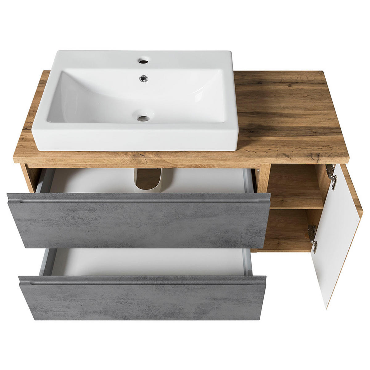 BADMÖBEL-SET 3-TLG. Vasto-03 - Grau, Holzwerkstoff (185/200/47cm) - Lomado