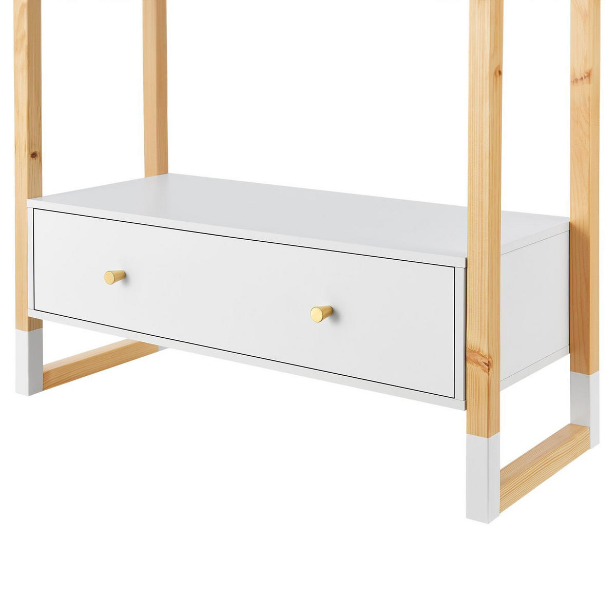 KLEIDERSTÄNDER Filla mit großer Schublade - Weiß, Holz (30/30/80cm) - Juskys