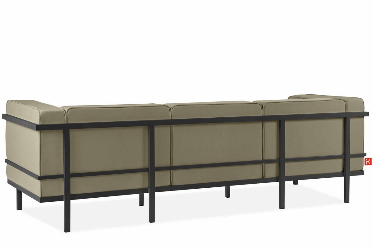 GARTENSOFA TRIGLO 3-Personen, Stahlrahmen, Modern, Dunkelgrau/Beige - Dunkelgrau/Beige, Textil/Metall (229/70/69cm) - KONSIMO®