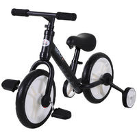LAUFRAD DE-18541 2-in-1 mit Pedalen & Stützrädern Schwarz - Schwarz, Metall (85/36/54cm) - ComfortXL