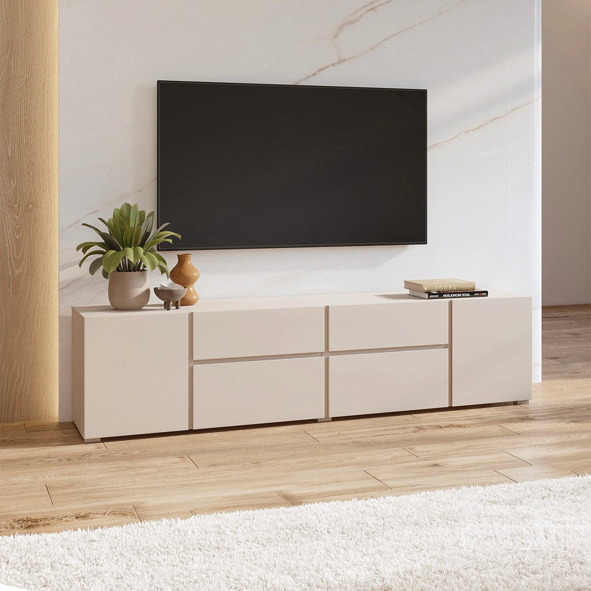 TV STOLÍK Maxis Kašmír - béžová, kompozitné drevo (195/48/40cm) - Petits-meubles