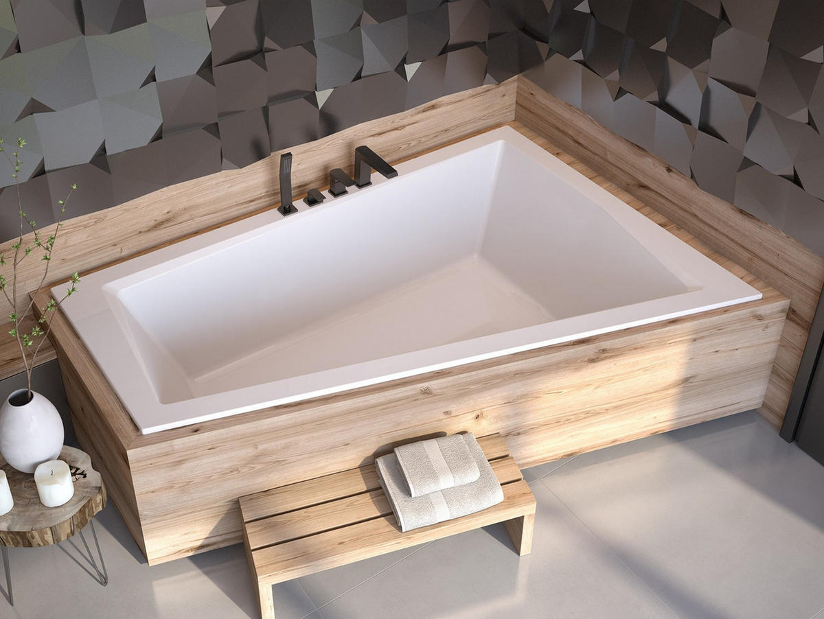 BADEWANNE Eckwanne INTIMA SLIM 170/125 Rechts Ablauf & Füße - Weiß, Kunststoff (125/55.5/170cm) - bad land