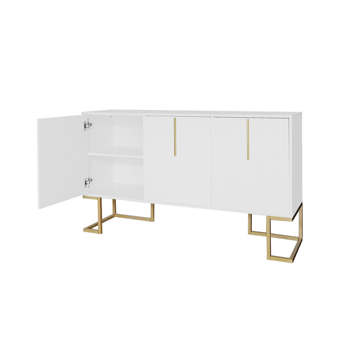 SIDEBOARD 138x40x80 cm, 3 Türen, verstellbare Böden, Weiß - Weiß, Holz (138/80/40cm)