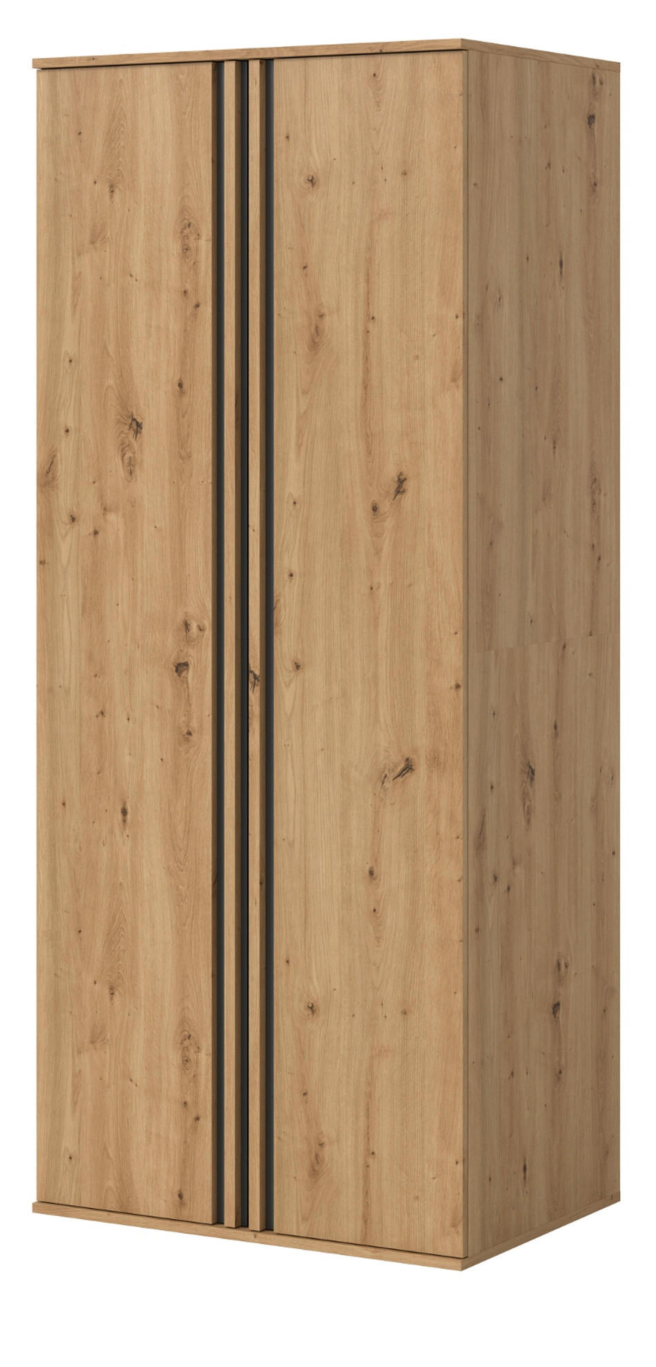 KLEIDERSCHRANK Eiche Artisan, grau 80 x 192 cm, Drehtürenschrank 2-türig - Anthrazit/Eiche Artisan, Holzwerkstoff (80/192/56cm) - Inn.Furn