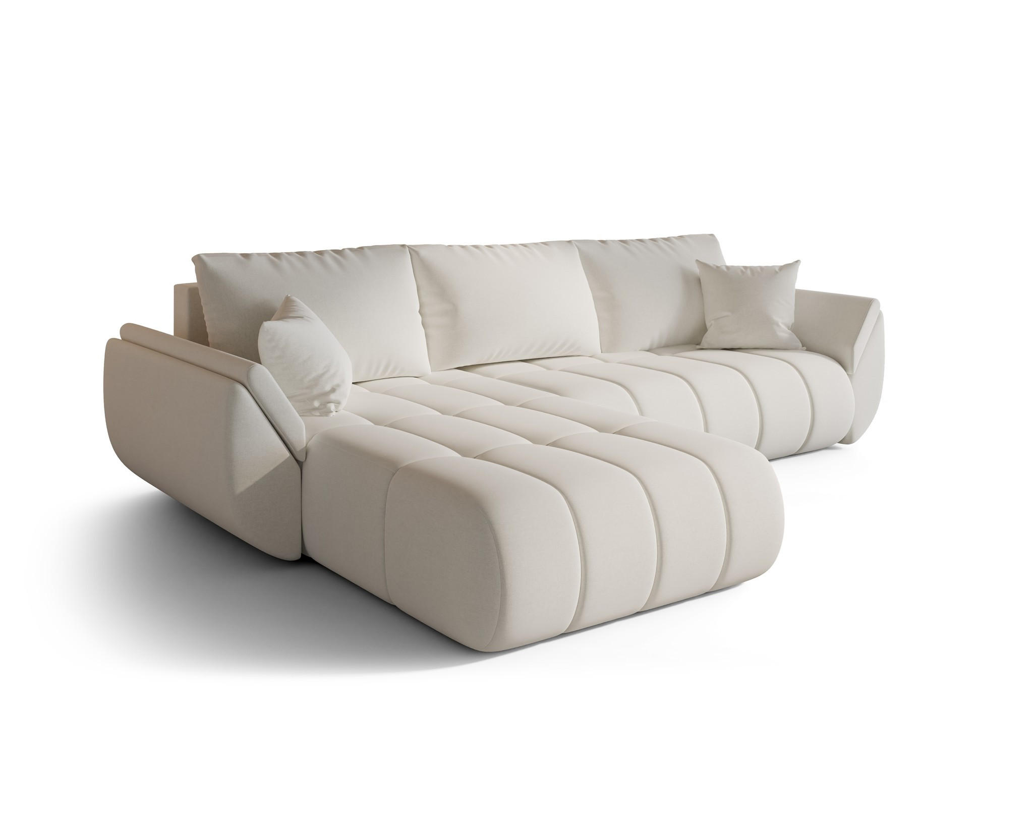 ECKSOFA Misato In Wind - Weiß, Holzwerkstoff/Textil (175/280cm) - Fun Möbel