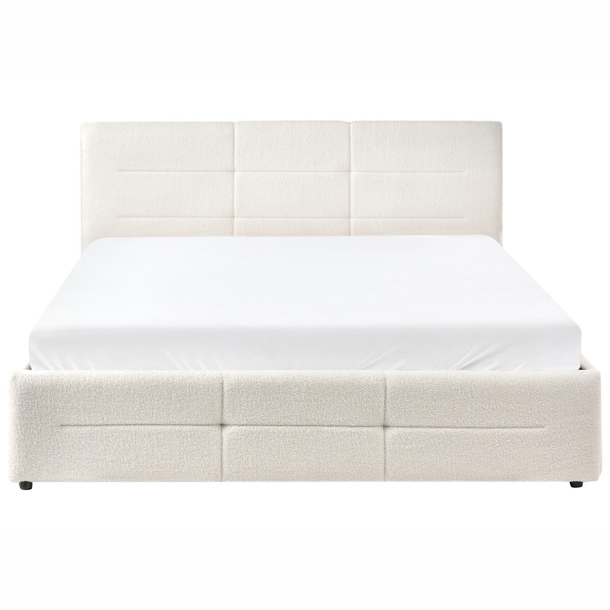 PAT cu spațiu de depozitare 160/200 bouclé alb crem Massognes - crem, material textil (160/200cm) - Beliani