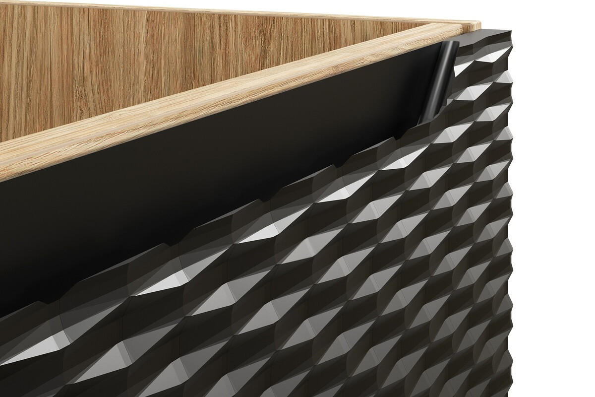 WASCHTISCHKOMBI 90 cm 3 Teile - Ocean Black O BM451 in Schwarz / Geölter Eiche - Eichefarben/Schwarz, Holz (90/57/46cm)