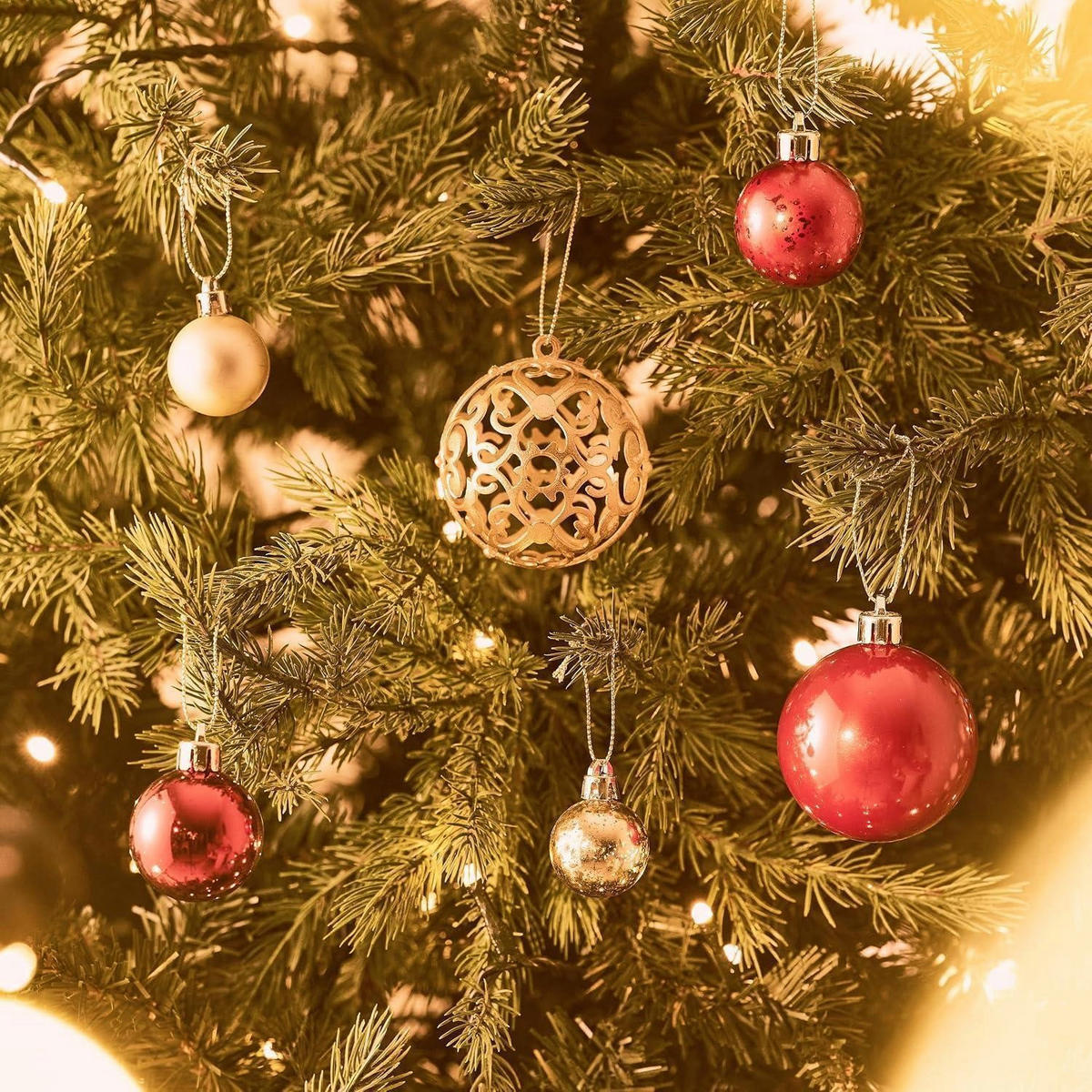 CHRISTBAUMKUGELN 50-teiliges Set Rot Gold - Multicolor, Kunststoff (8/8/8cm)