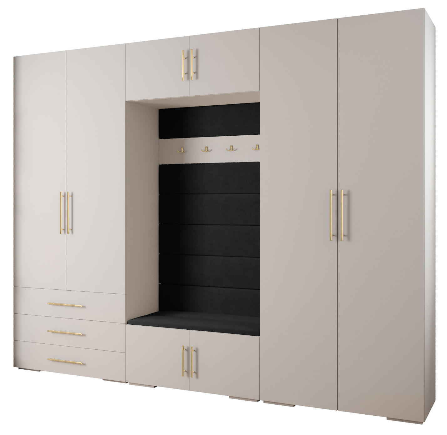 GARDEROBEN-SET 236,7/300/47 - Goldfarben/Schwarz, Holz/Kunststoff (300/236.7/47cm) - Abiks Möbel