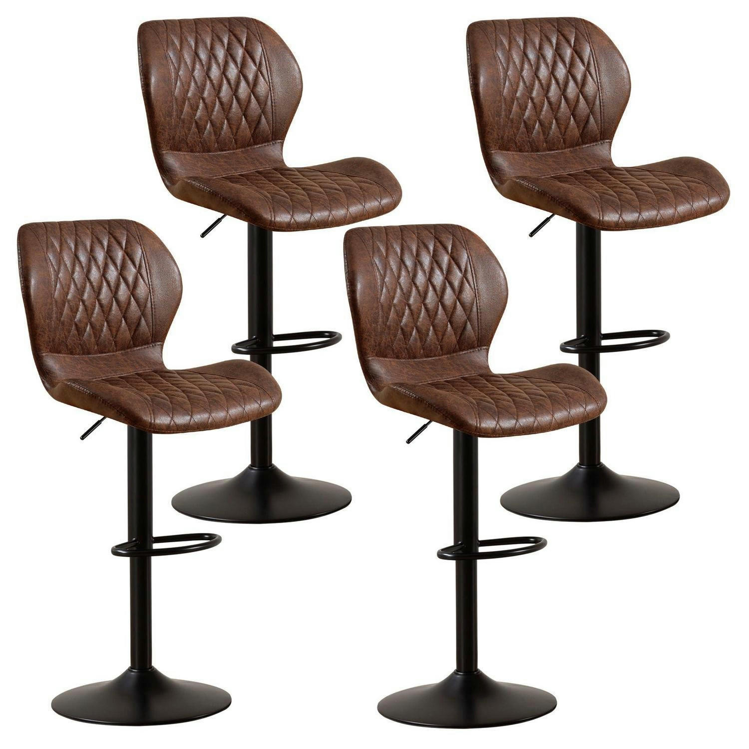 BARHOCKER 4er Set Kunstleder Braun Höhenverstellbar - Braun, Kunststoff (46.5/111/38cm)