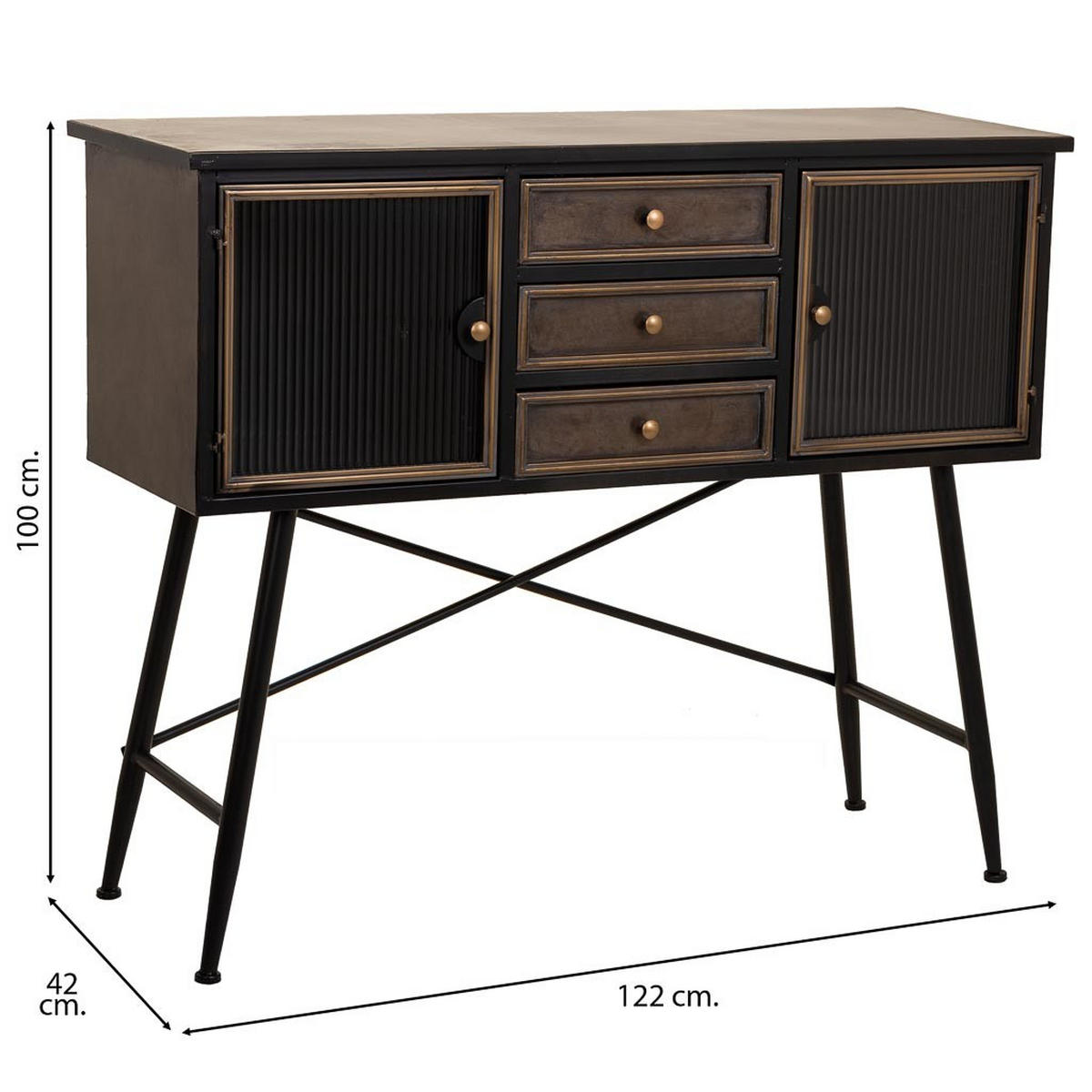 ANRICHTE 122x42x100 cm - Braun, Metall (122/100/42cm) - Wanderlust