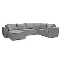 WOHNLANDSCHAFT Lovere U Grau 314/217/90 cm – mit Schlaffunktion und Bettkasten - Silberfarben/Grau, Textil/Metall (314/90/217cm) - AX Living