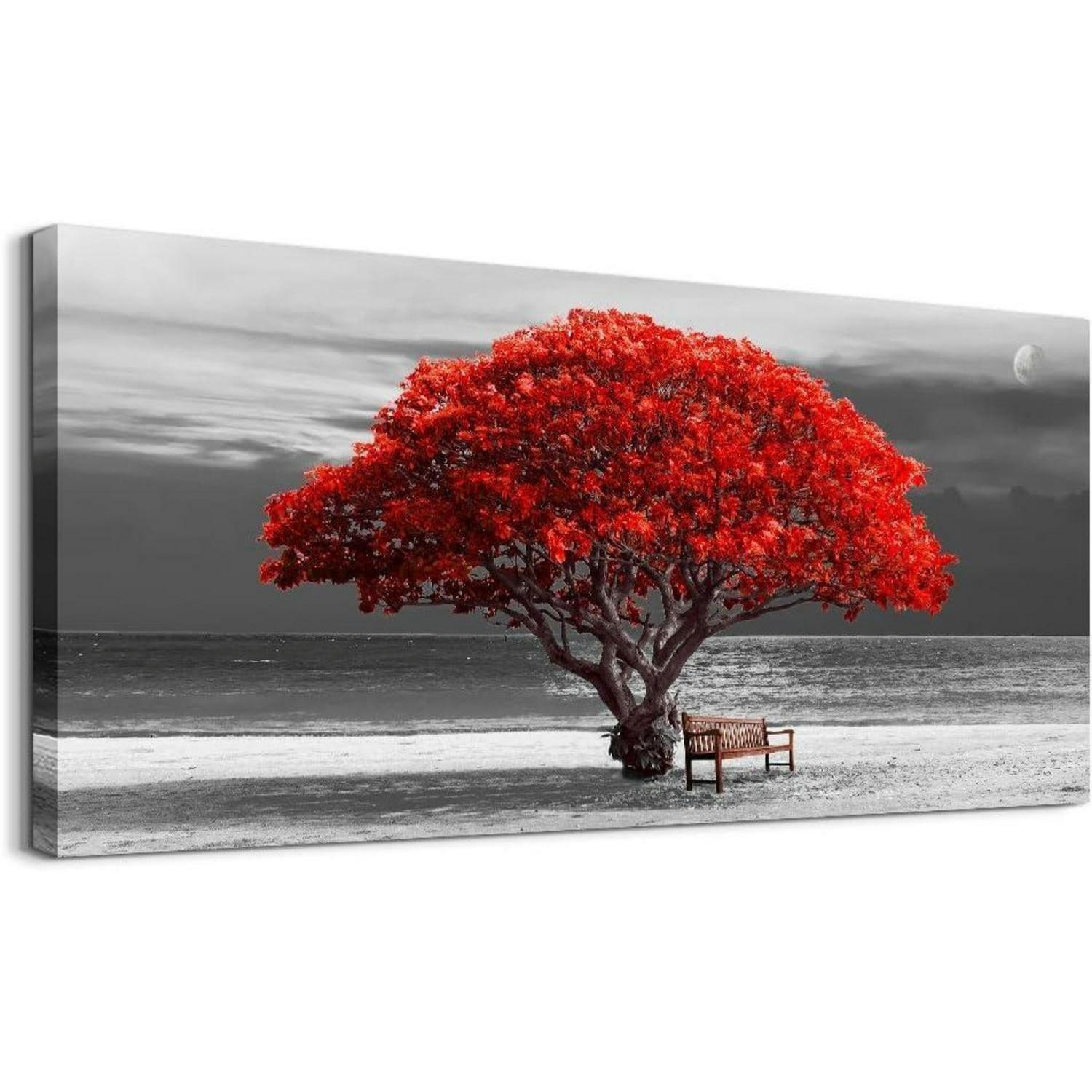 LEINWANDBILD Baum des Lebens Rot 50 x 100 cm - Rot, Textil (2/0.5cm)