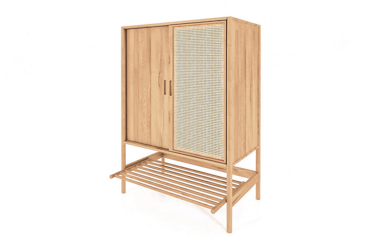 KOMMODE mit REGAL INA Kernbuche - Creme, Holz (108/150/46cm) - byoak