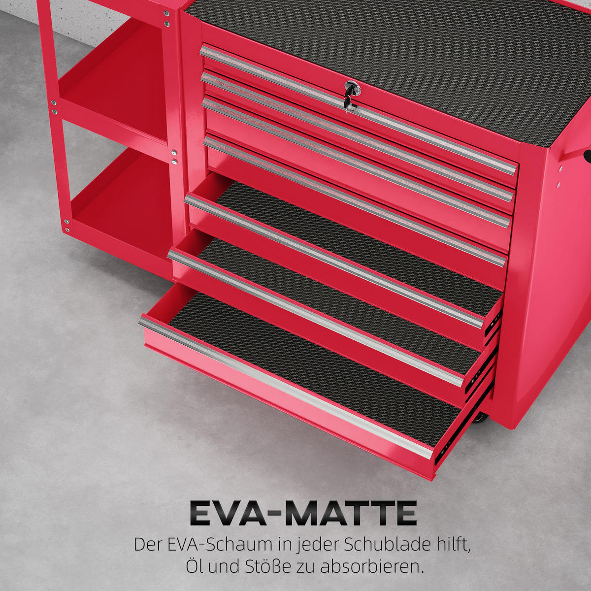 WERKSTATTWAGEN Stahl EVA Rot - Rot, Metall (33.5/75/96cm) - HOMCOM