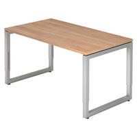 SCHREIBTISCH Serie-R 80/140/74 cm in Nussbaumfarben/Silberfarben - Silberfarben/Nussbaumfarben, Holzwerkstoff (80/140/74cm) - bümö