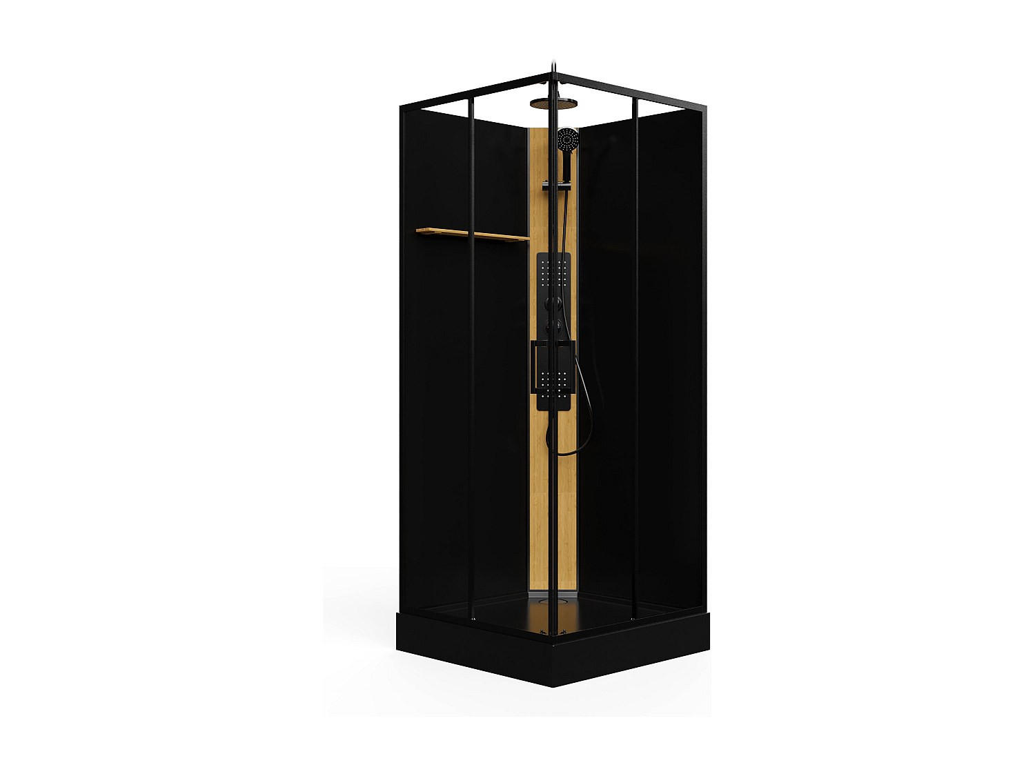 Vente-Unique Duschkabine Schwarz 90x200x90 cm