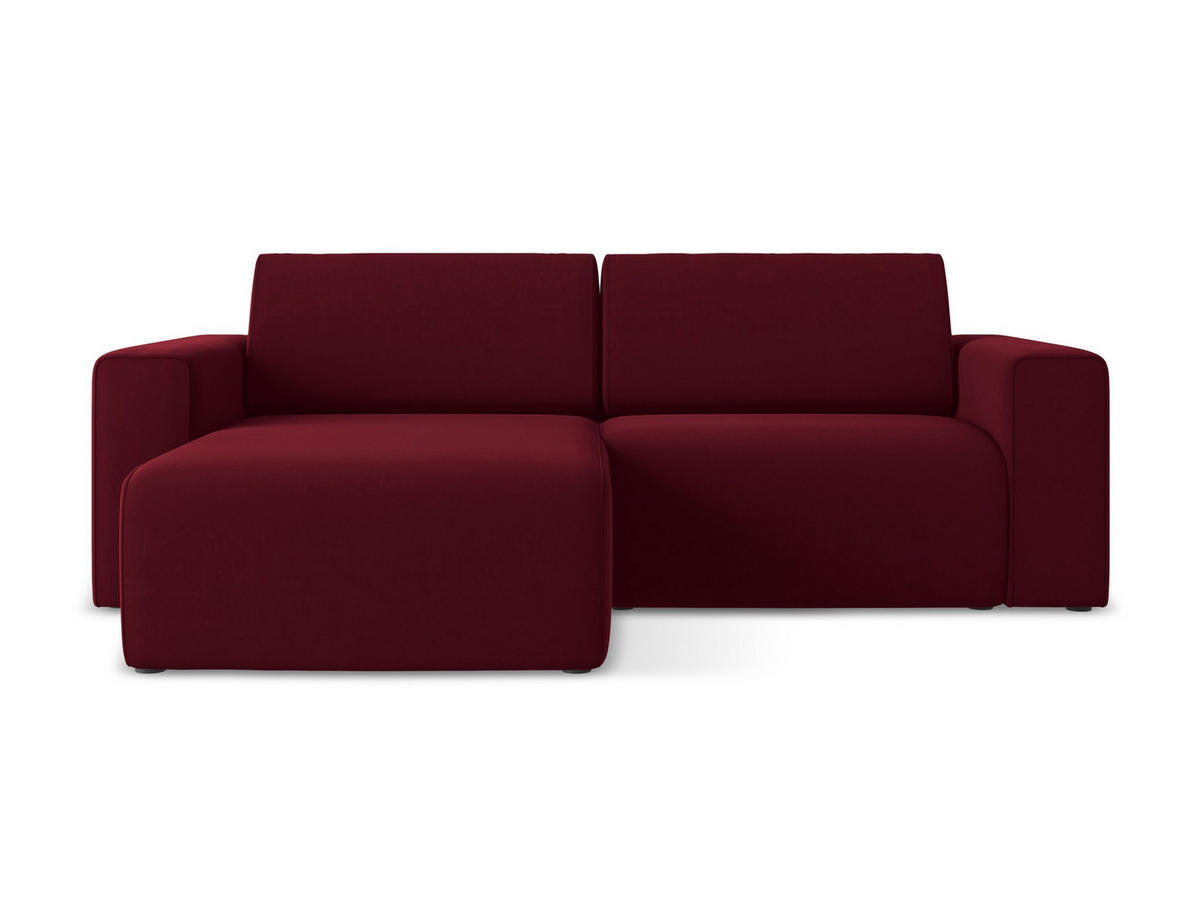 ECKSOFA Links Samt Stoff Rot - Bordeaux/Beige, Kunststoff/Textil (167/224cm) - Makamii
