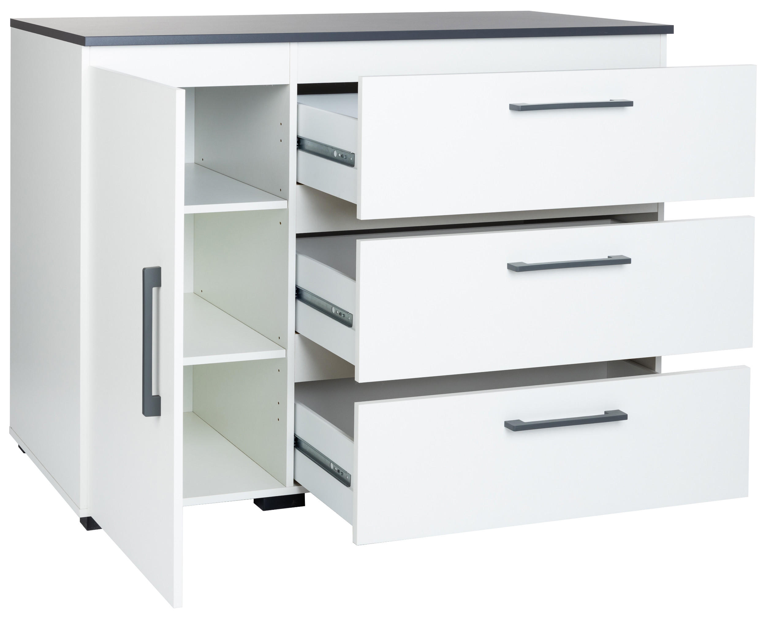 KOMMODE 127/92/50 cm Weiß Anthrazit - Anthrazit/Weiß, Holzwerkstoff/Kunststoff (127/92/50cm) - arthur berndt