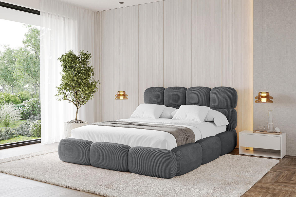 POLSTERBETT mit Bettkasten und Lattenrost, Bett mit Matratze H3/H4 - NOMA 120x200 Dunkelgrau - Anthrazit, Holzwerkstoff/Textil (120/200cm) - ALTDECOR