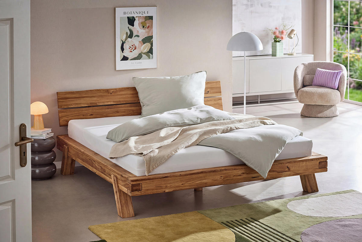 MASSIVHOLZBETT - Eichefarben, Holz (180/200cm) - home24