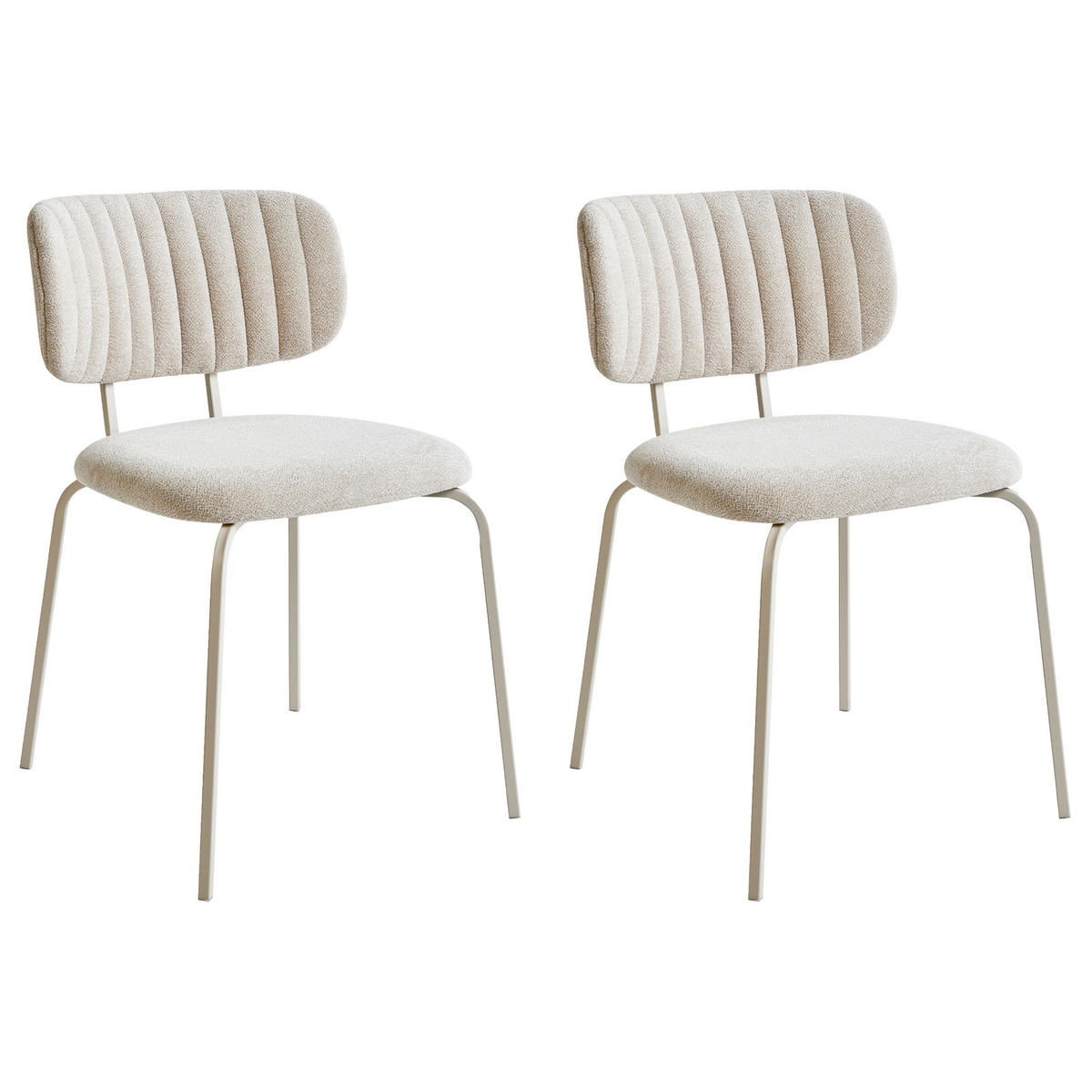 ESSZIMMERSTUHL 2er-Set Hellbeige Irins - Beige, Textil (48/76/50cm) - Beliani