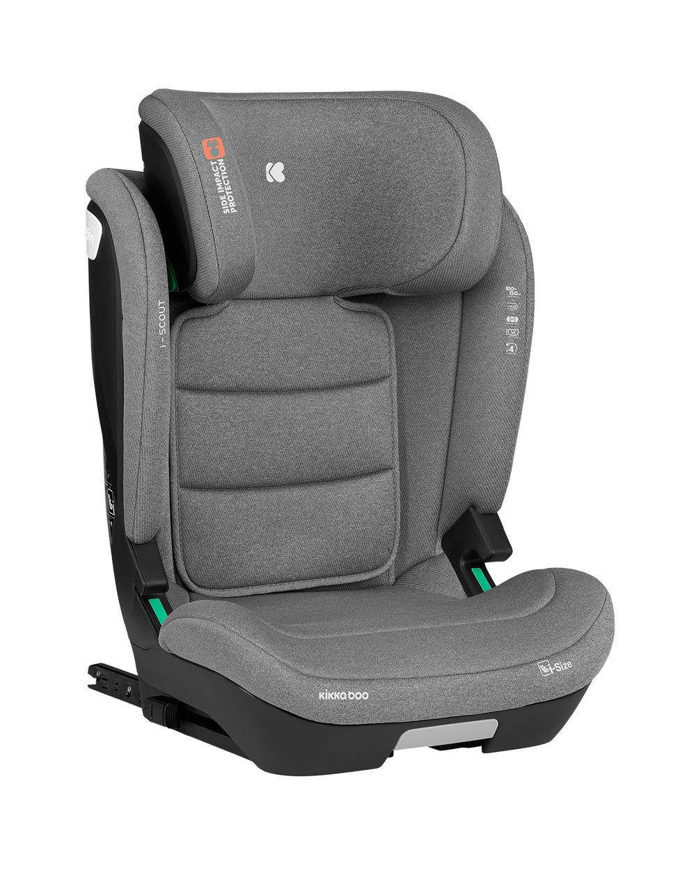 KINDERSITZ i-Scout i-Size hellgrau (100 - 150 cm) Kopfstütze verstellbar Isofix - Hellgrau, Kunststoff (43/63/44cm) - Kikka boo