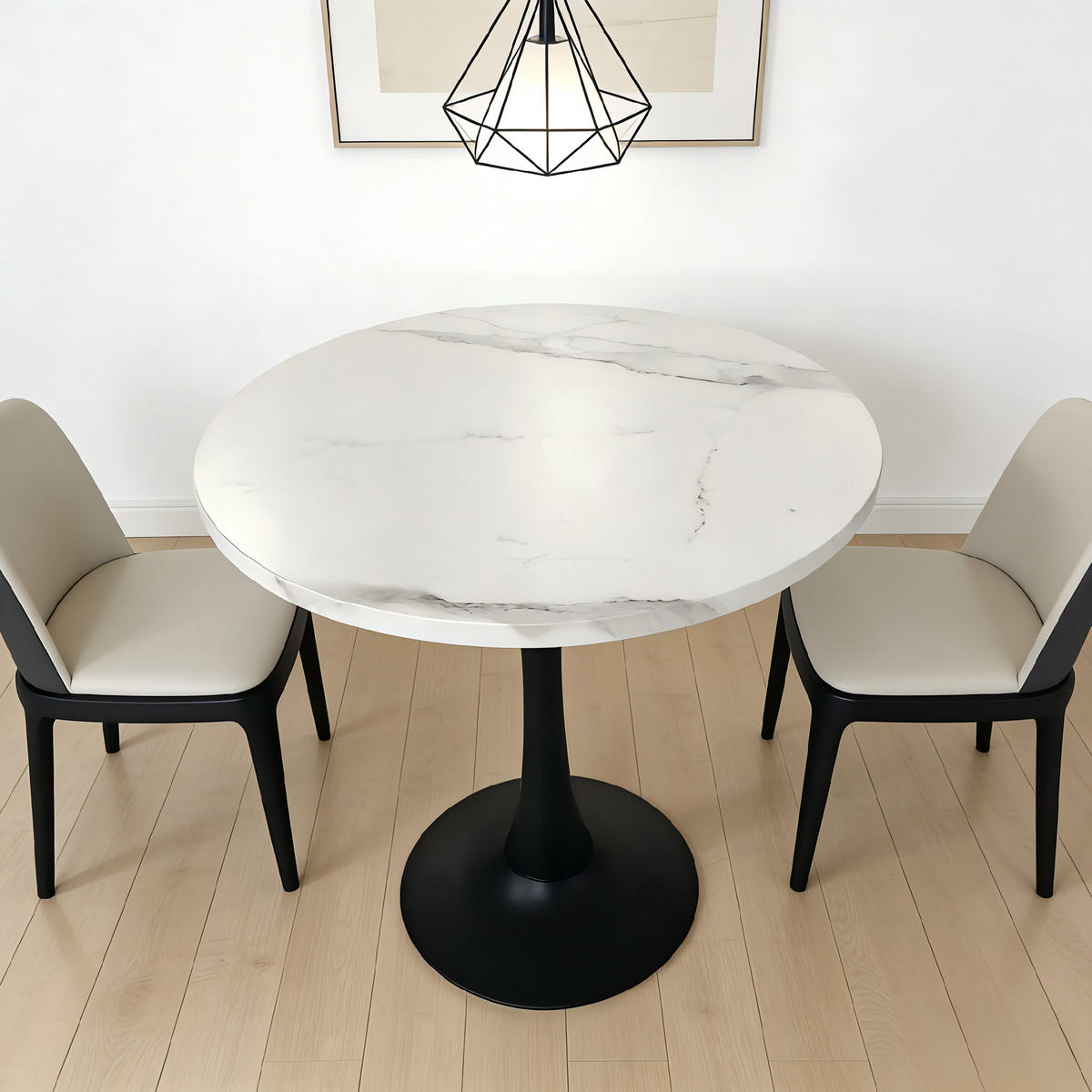 ESSTISCH runder 80 cm Weiß mit Metallgestell - Weiß, Holz (80/80/75cm) - Oxeza
