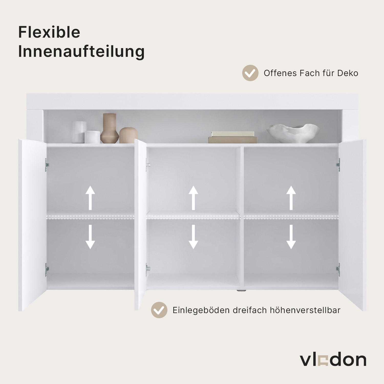 Vladon Sideboard Eiche San Remo 155x92x40 cm